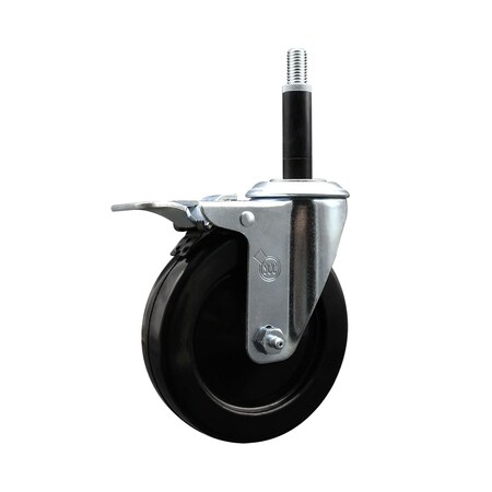 Service Caster 5'' SS Soft Rubber Swivel 3/4'' Expanding Stem Caster Total Lock Brake SCC-SSEXTTL20S514-SRS-34